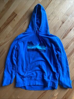 Helly Hansen Men's Blue Logo Hooded Sweatshirt size large